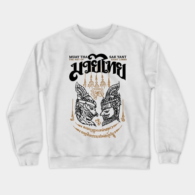 Muay Thai Boxing Tattoo The Hermit Crewneck Sweatshirt by KewaleeTee